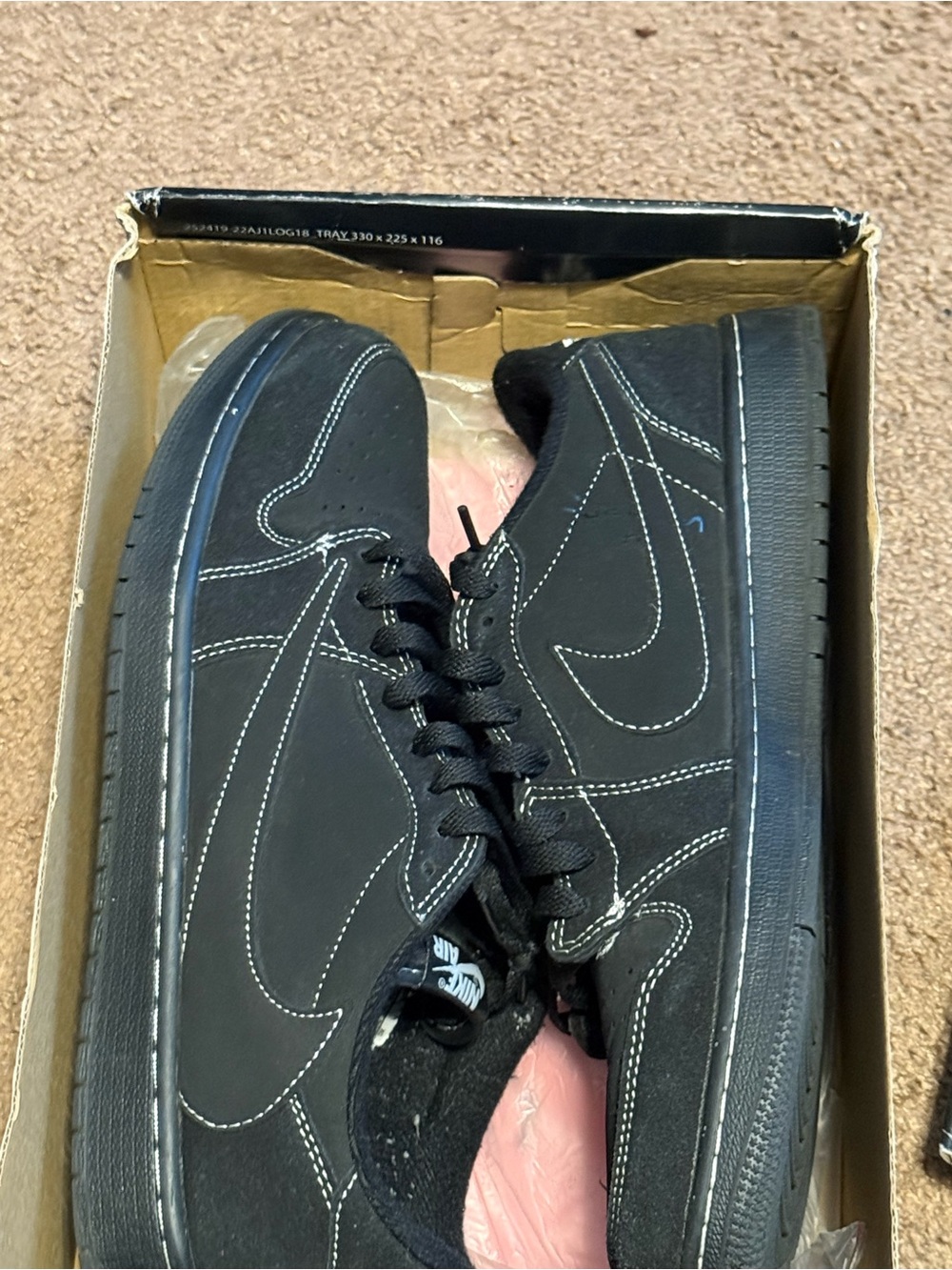 Jordan Men's Black Sneakers with White Stitching